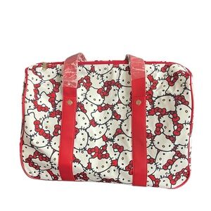 Hello Kitty red and white wheeled duffel travel bag